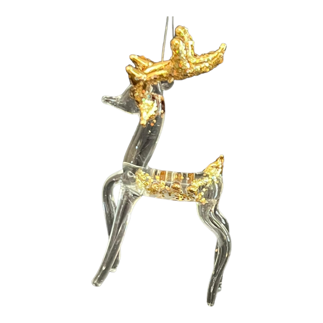 NEW *Two (2) Kurt S. Adler "Spun Glass 6" Reindeer" Ornaments with Boxes