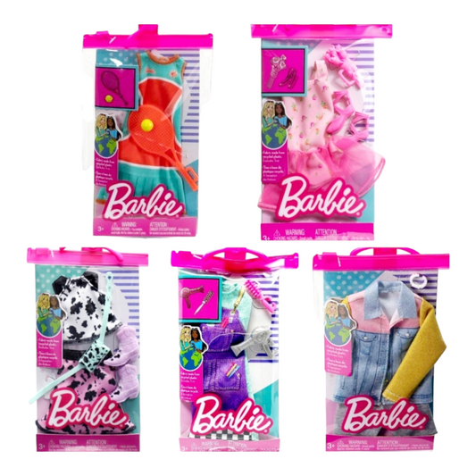 NEW *Five (5) Barbie Outfits w/ Shoes & Accessories  (g/h)