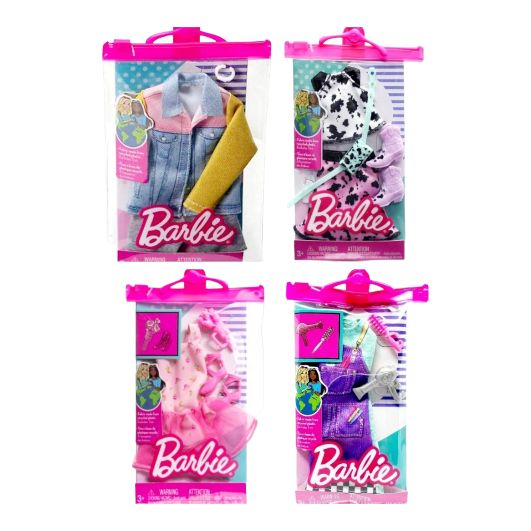 NEW *Four (4) Barbie Outfits w/ Shoes & Accessories  (j)