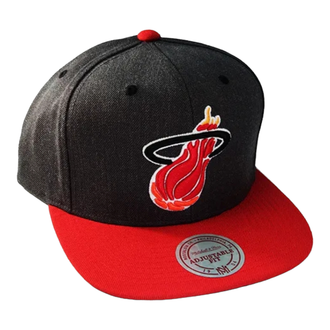 Mitchell & Ness NBA Miami Heats Snapback Hat Dark Heather Charcoal Grey Youth