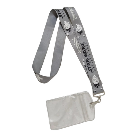 3*Star Wars Galaxy’s Edge Millennium Falcon Pin Trading Gray Lanyards w/ Plastic Card