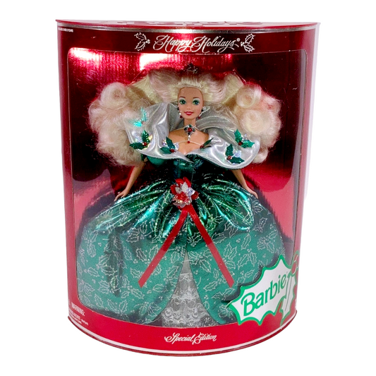 NIB *1995 Happy Holidays Barbie Special Edition Doll in Green Holly Dress #14123