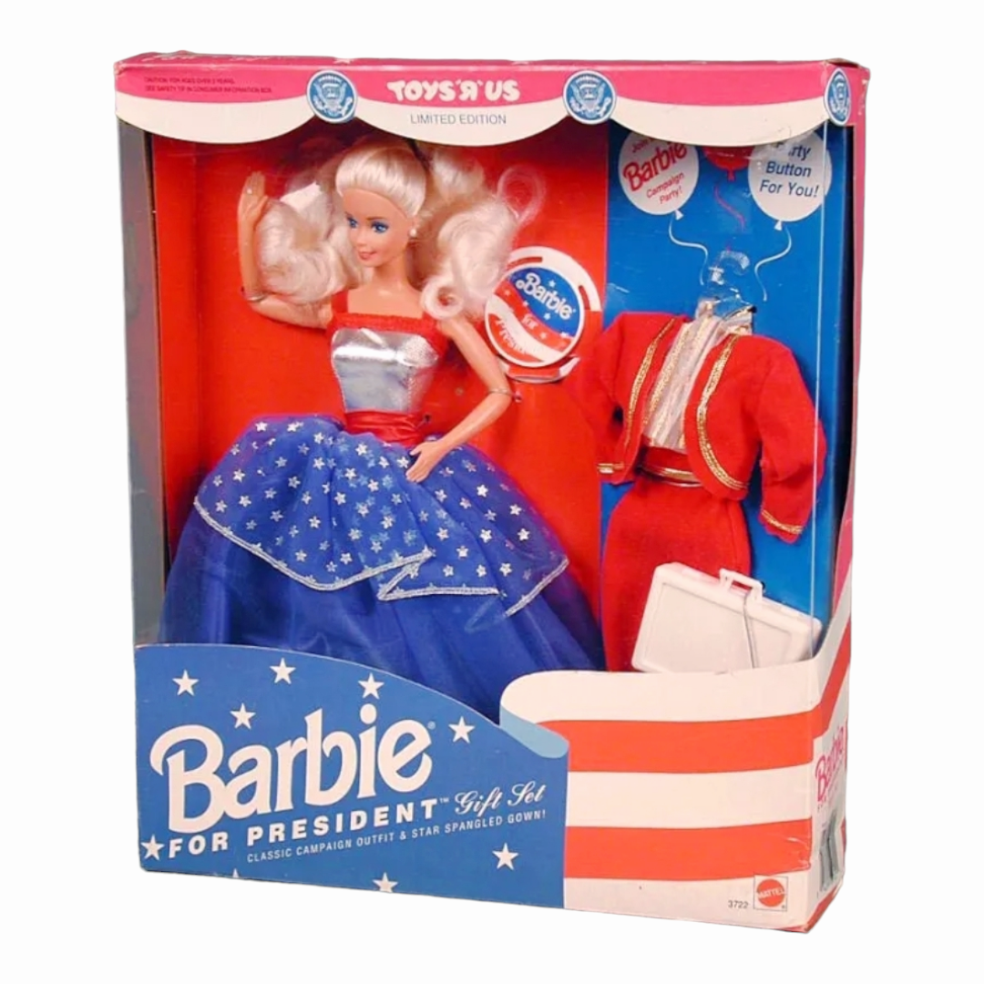 NIB *Barbie For President Gift Set 1991 (Campaign Outfit & Star Spangled Gown!)