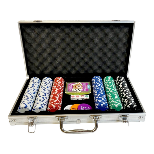 300 Pcs+ Chips Poker Dice Chips Set Jackjack Cards Game w/ Aluminum Case