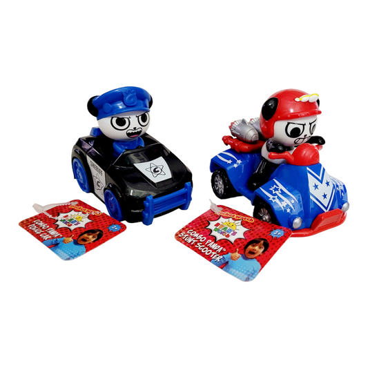 New *Lot of 2 Ryan's World Combo Panda Police Car & Stunt Scooter w/ Tags
