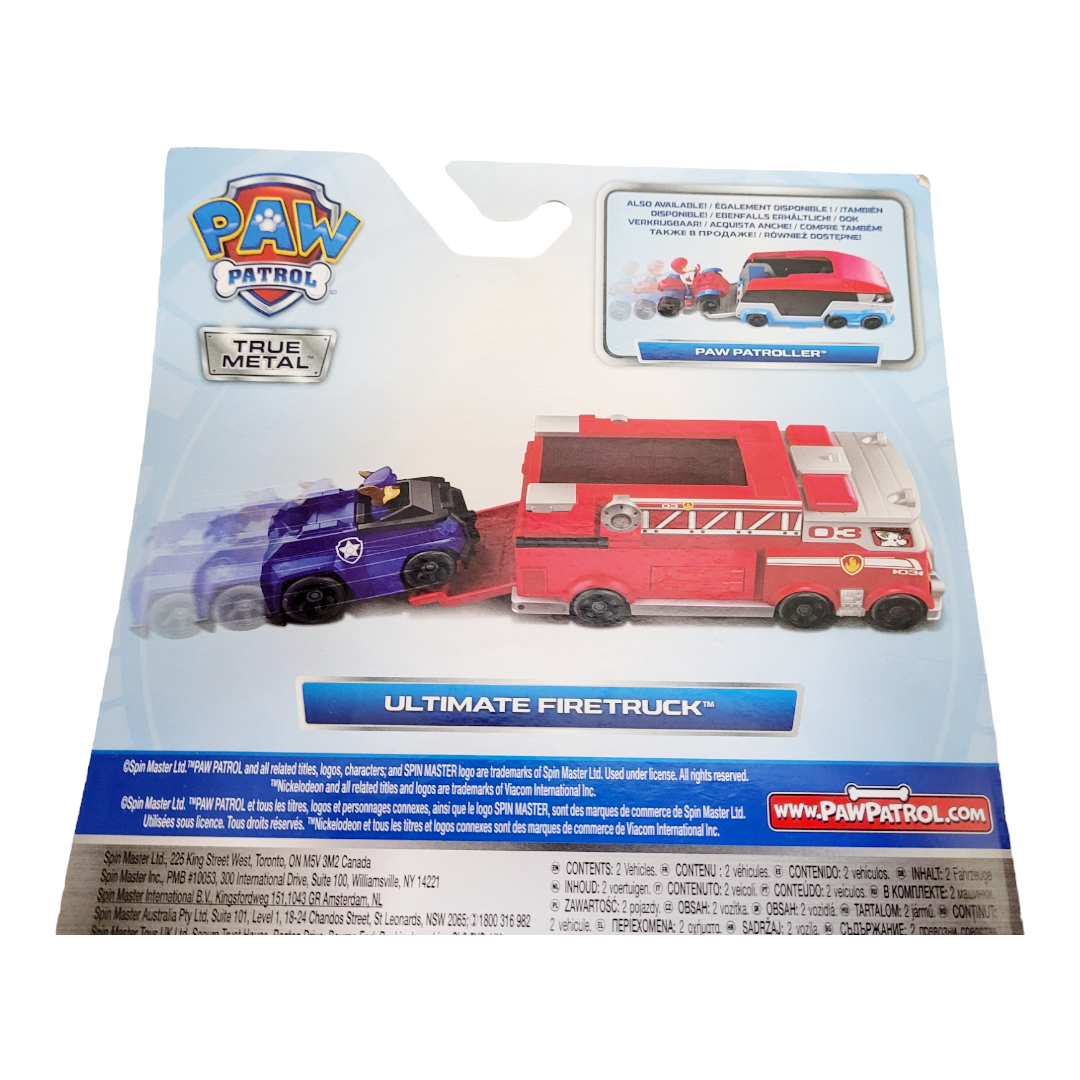 NIB *Paw Patrol True Metal "Ultimate FireTruck" Marshal & Chase Car (2022)