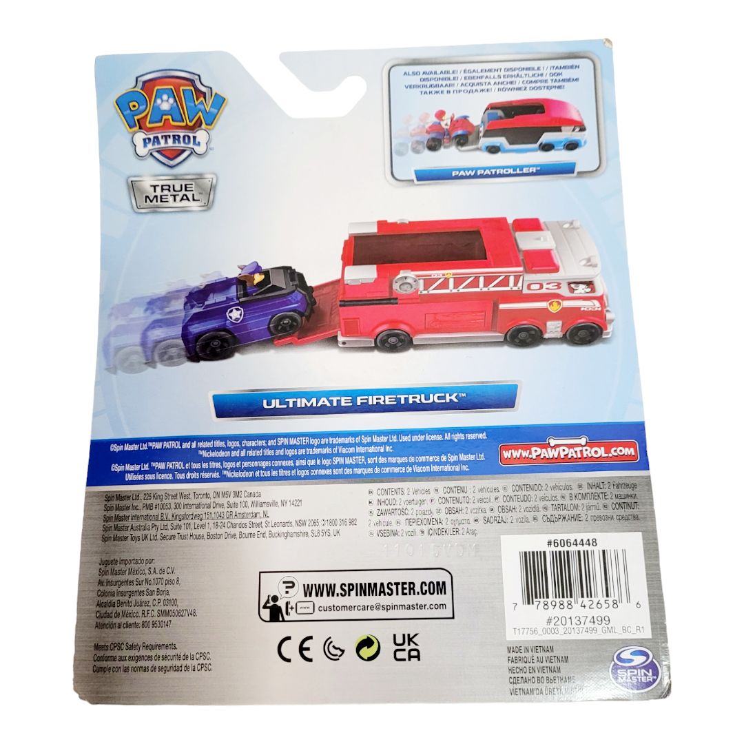 NIB *Paw Patrol True Metal "Ultimate FireTruck" Marshal & Chase Car (2022)