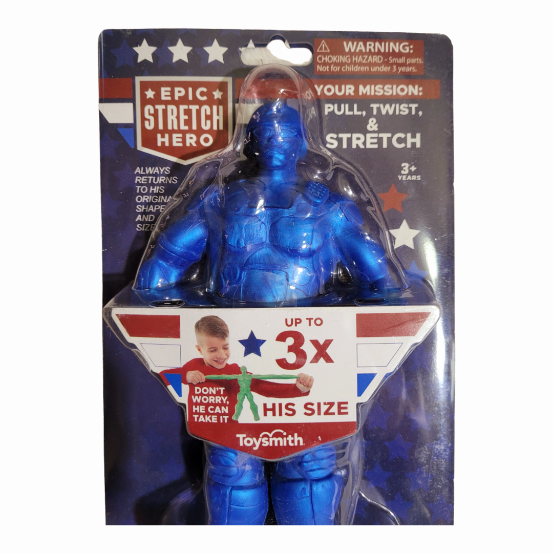 NEW *ToySmith (Blue) Epic Stretch Hero - Larger than Life Soldier  [Stands 8.5" Tall]