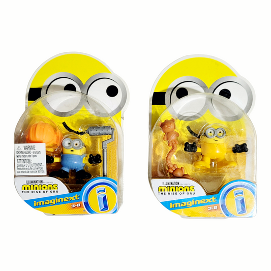 New *Two (2) Minons: The Rise of Gru Bob & Bob Action Figures Imaginext