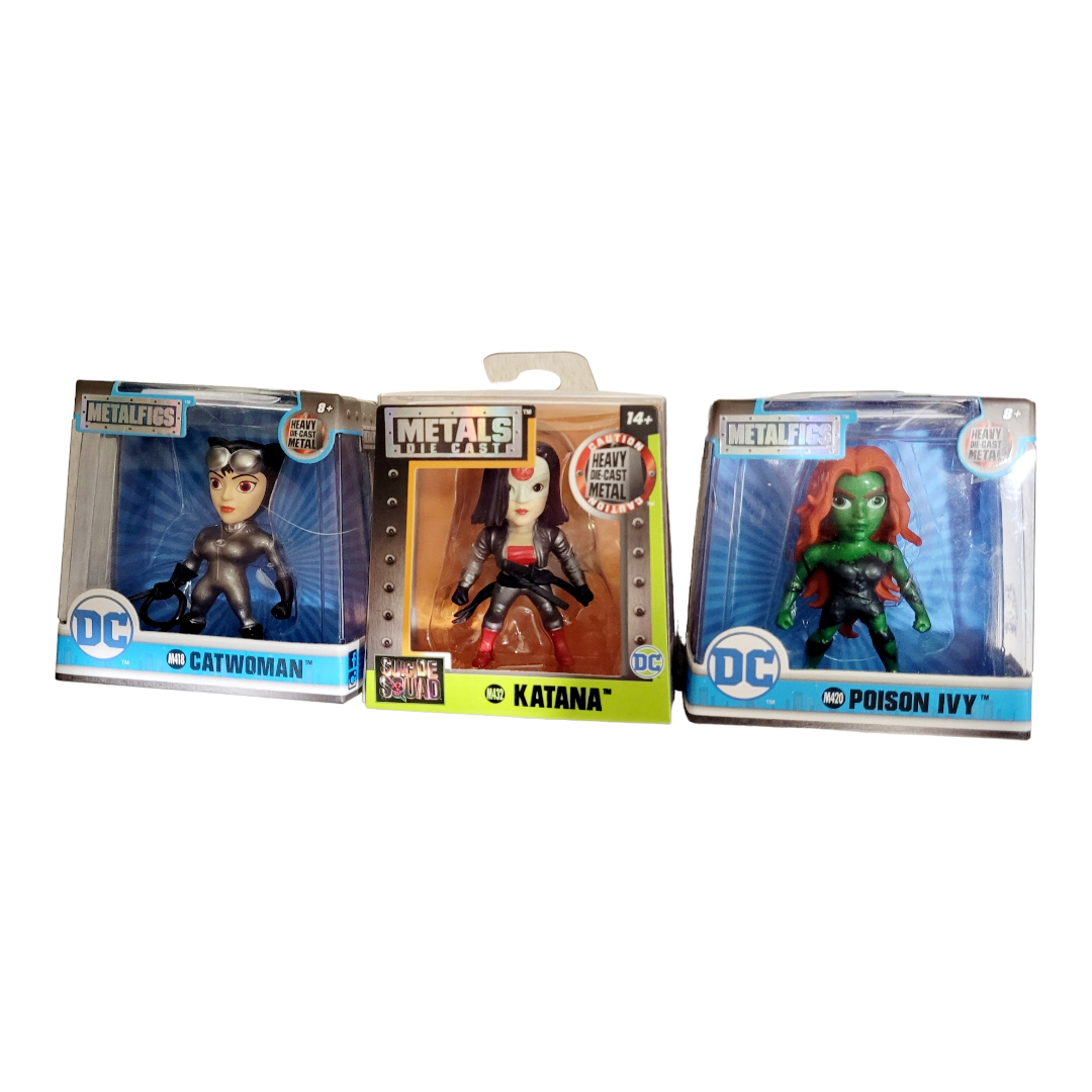 NIB *Lot of (3) DC Metal Woman Figures Die Cast - Cat Woman Katana Poison Ivy