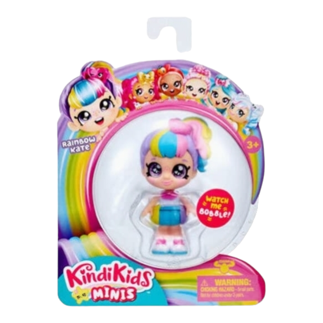 NIB *Kindikids Minis "Rainbow Kate" Collectible Poseable Bobble Head Doll 3.5" Figure