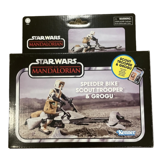 NIB  Vintage Star Wars Collection Speeder Bike Scout Trooper w/ Grogu  Kenner