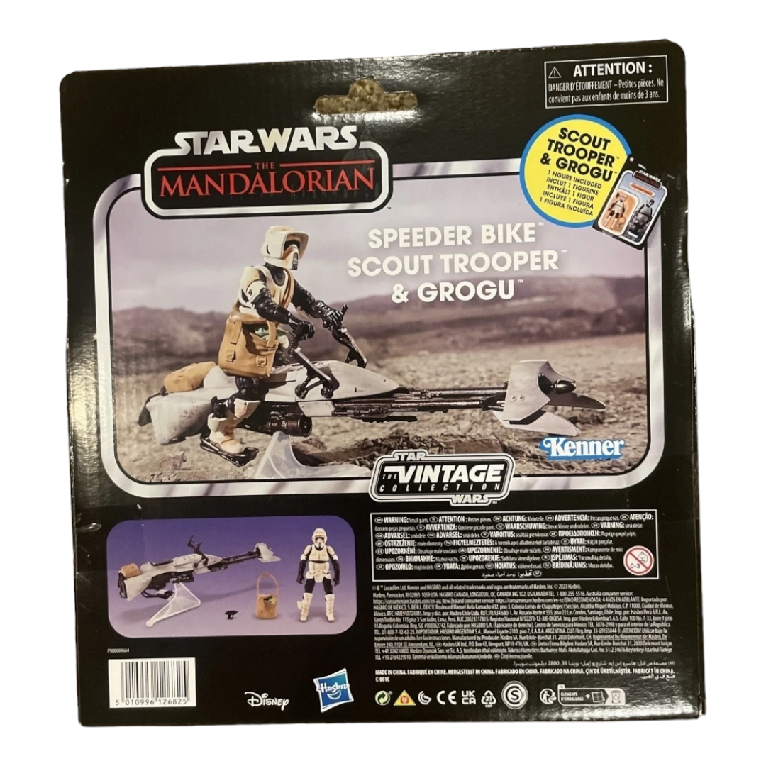 NIB  Vintage Star Wars Collection Speeder Bike Scout Trooper w/ Grogu  Kenner