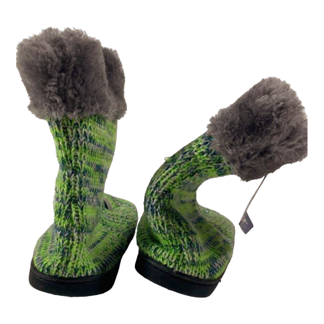 New *Women's Seattle NFL Seahawks Sweater Sock Boots w/ Fur Trim (Sz 11-12)