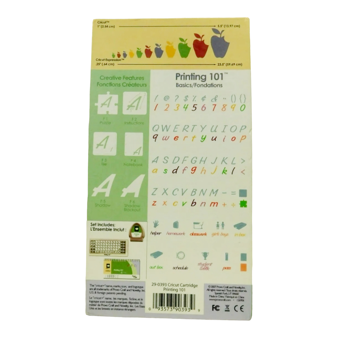 Cricut Cartridge *Printing 101 Provo Craft in Box +, etc.,(Gently Used)