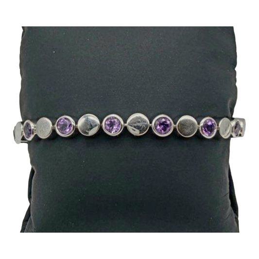 Beautiful *Sterling Silver & Amethyst 7.5" Bracelet
