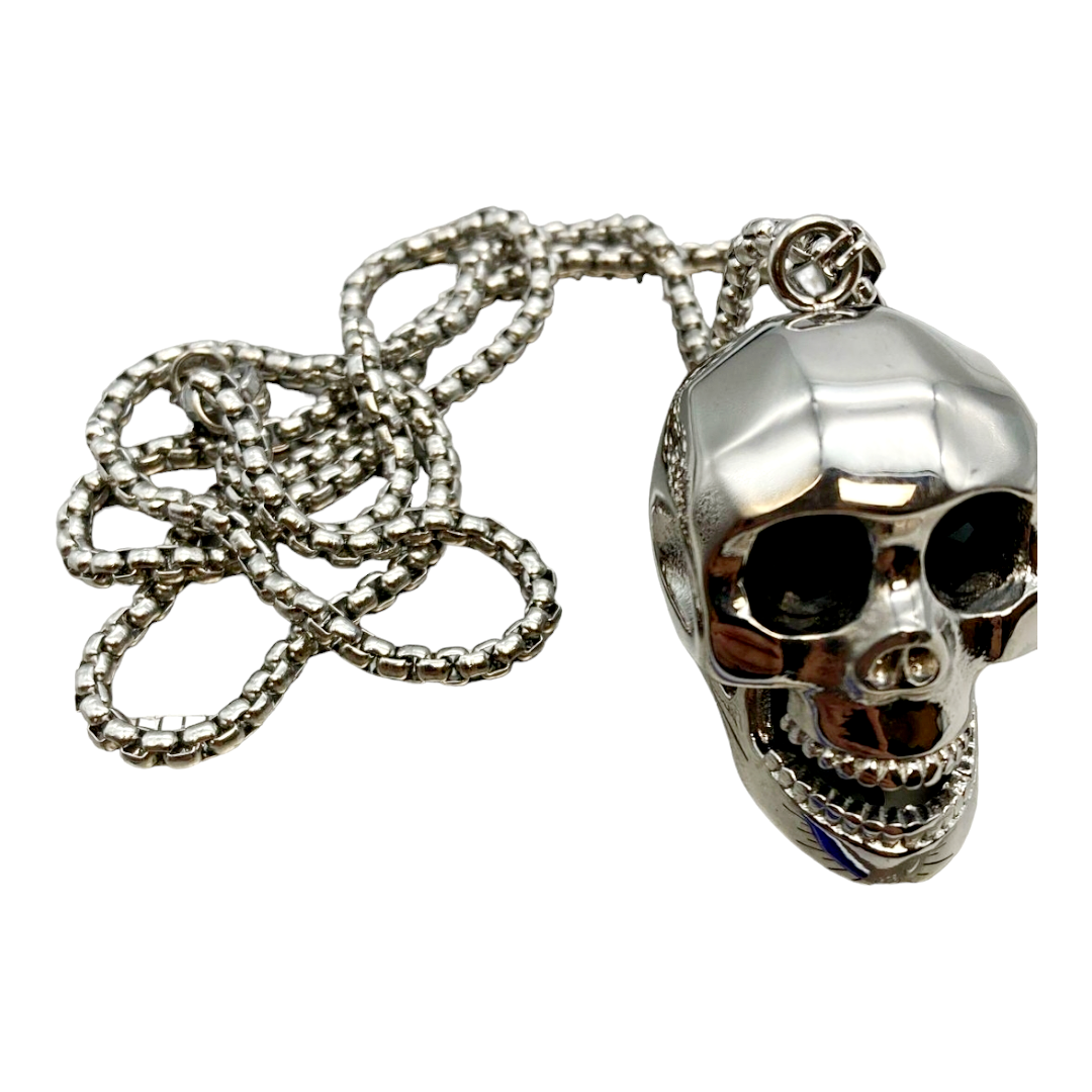 Great *Stainless Steel Skull 14" Necklace (54 Grams)