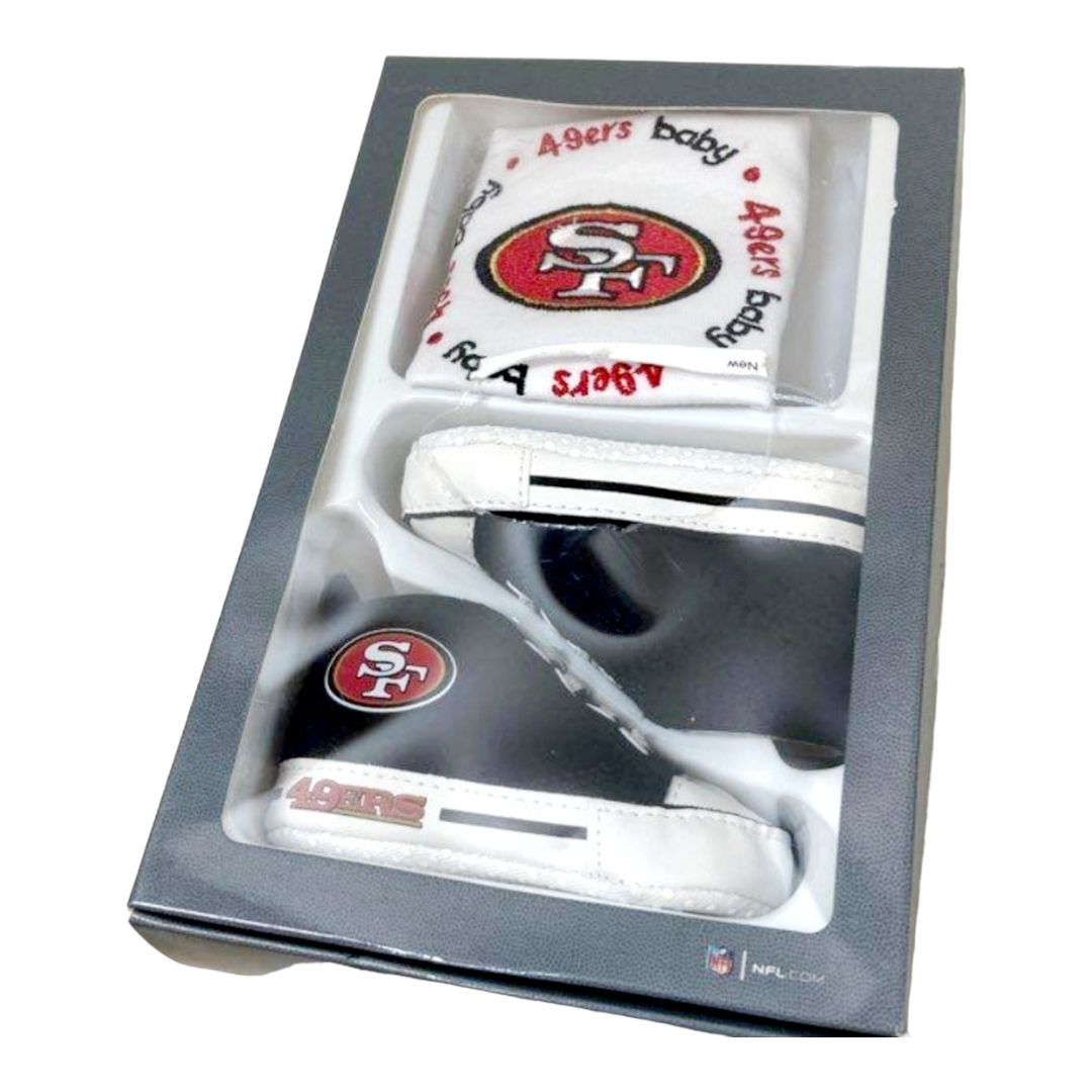 New *NFL San Francisco 49ers 2-pc Baby Set (Bib & Pre-Walker Shoes) 0-6 months