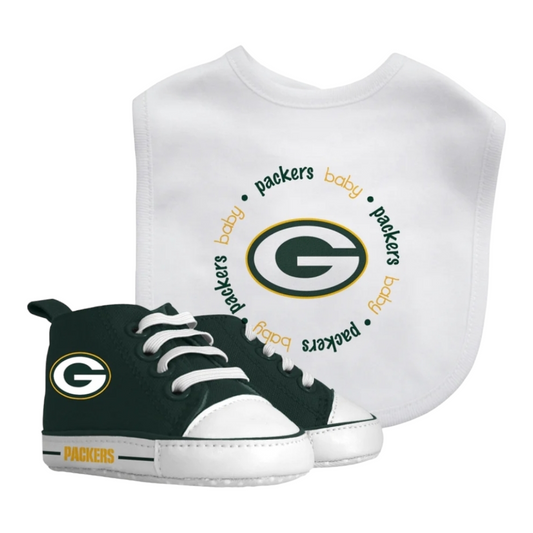 New *NFL Green Bay Packers 2-pc Baby Set (Bib & Pre-Walker Shoes) 0-6 months