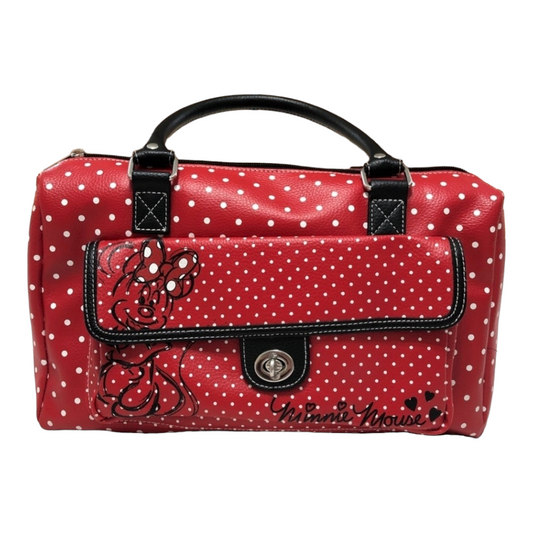 Cute *Disney Parks Authentic Red Minnie Mouse Polka Dot Barrel Hand Bag Purse