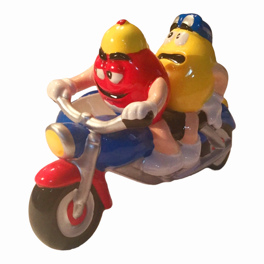 Cute *M & M Motorcycle Ceramic Candy Dish by Galerie (2002)