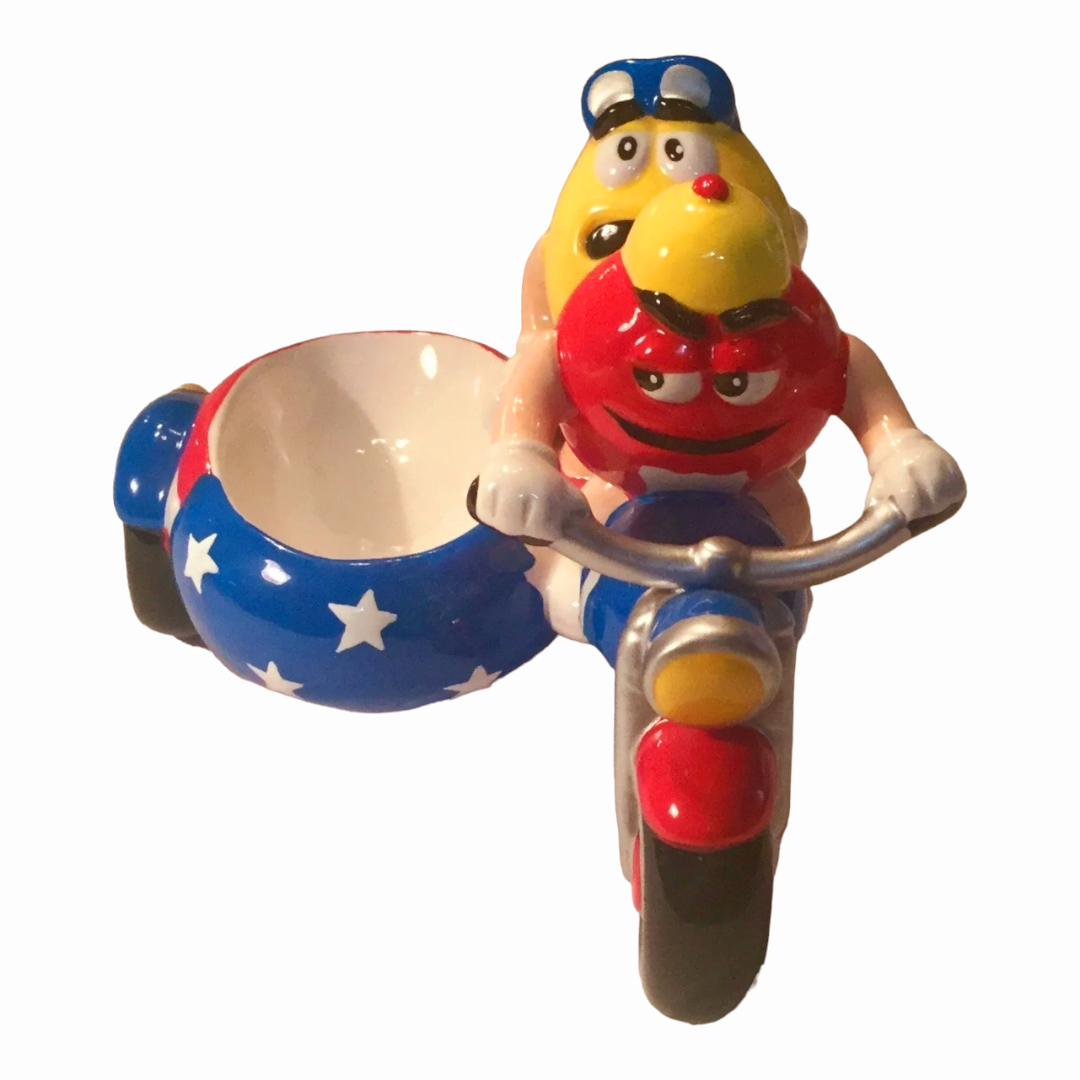 Cute *M & M Motorcycle Ceramic Candy Dish by Galerie (2002)