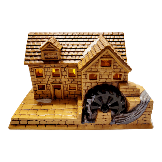 Vintage *Ceramic Mill Shop Waterwheel Christmas Village by Byron Mold (1979)