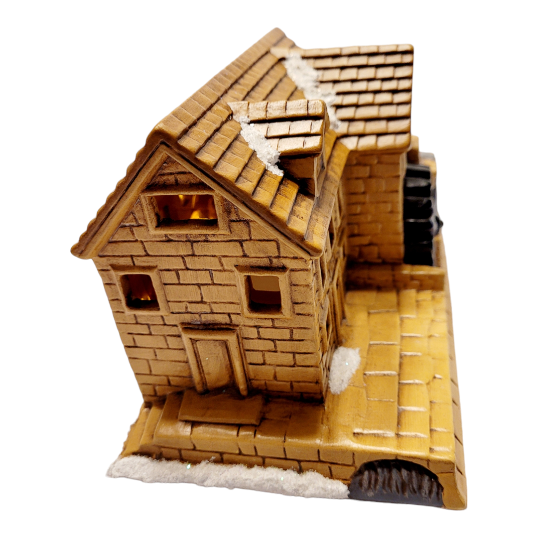 Vintage *Ceramic Mill Shop Waterwheel Christmas Village by Byron Mold (1979)