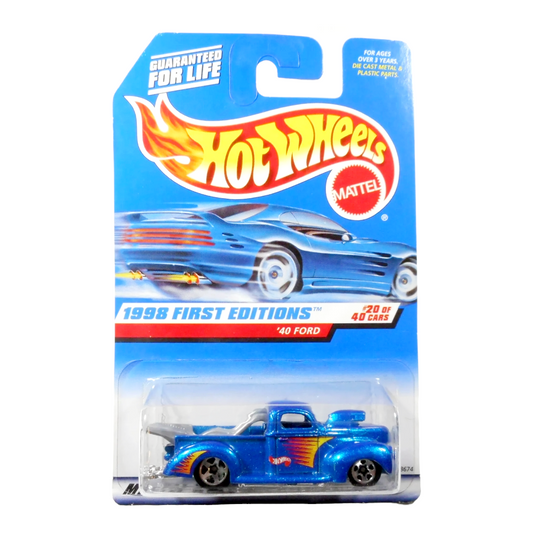 NIB *Hot Wheels Blue "1940 Ford" Truck (1998) First Editions #20 of 40 Cars #654