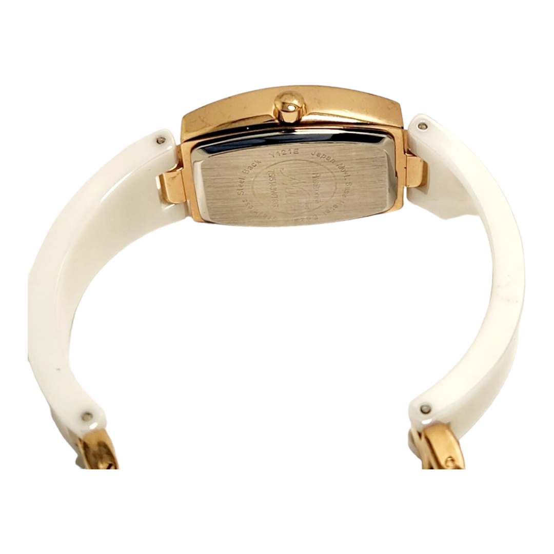Armitron NOW Women's Rose Gold 20mm Wide Case Dress Ceramic Bracelet Watch