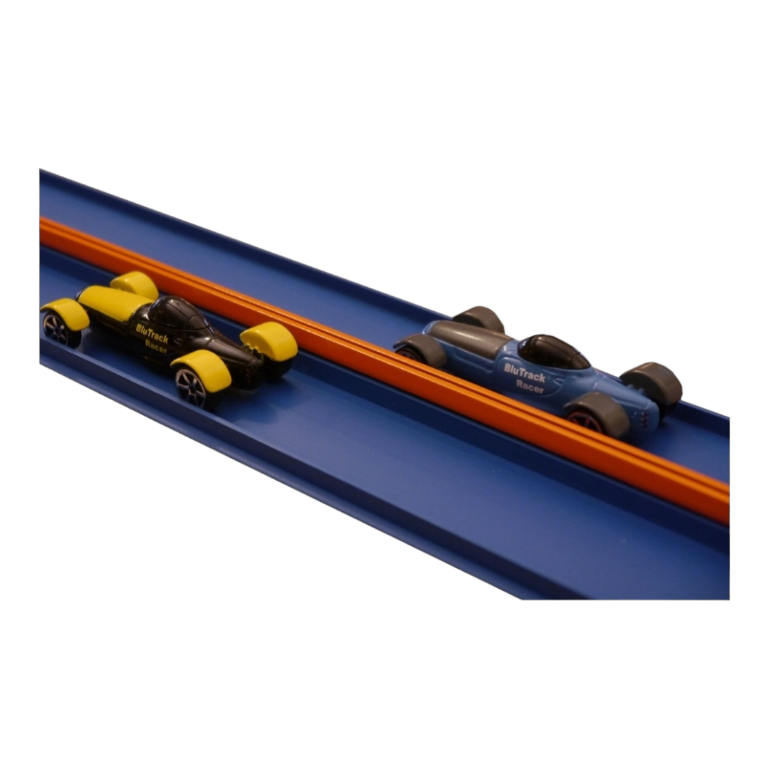 Blu Track PS 18ft. Stunt Set Flexible 2-lane Race Track w/ Ramps + More (+6 Race Cars)