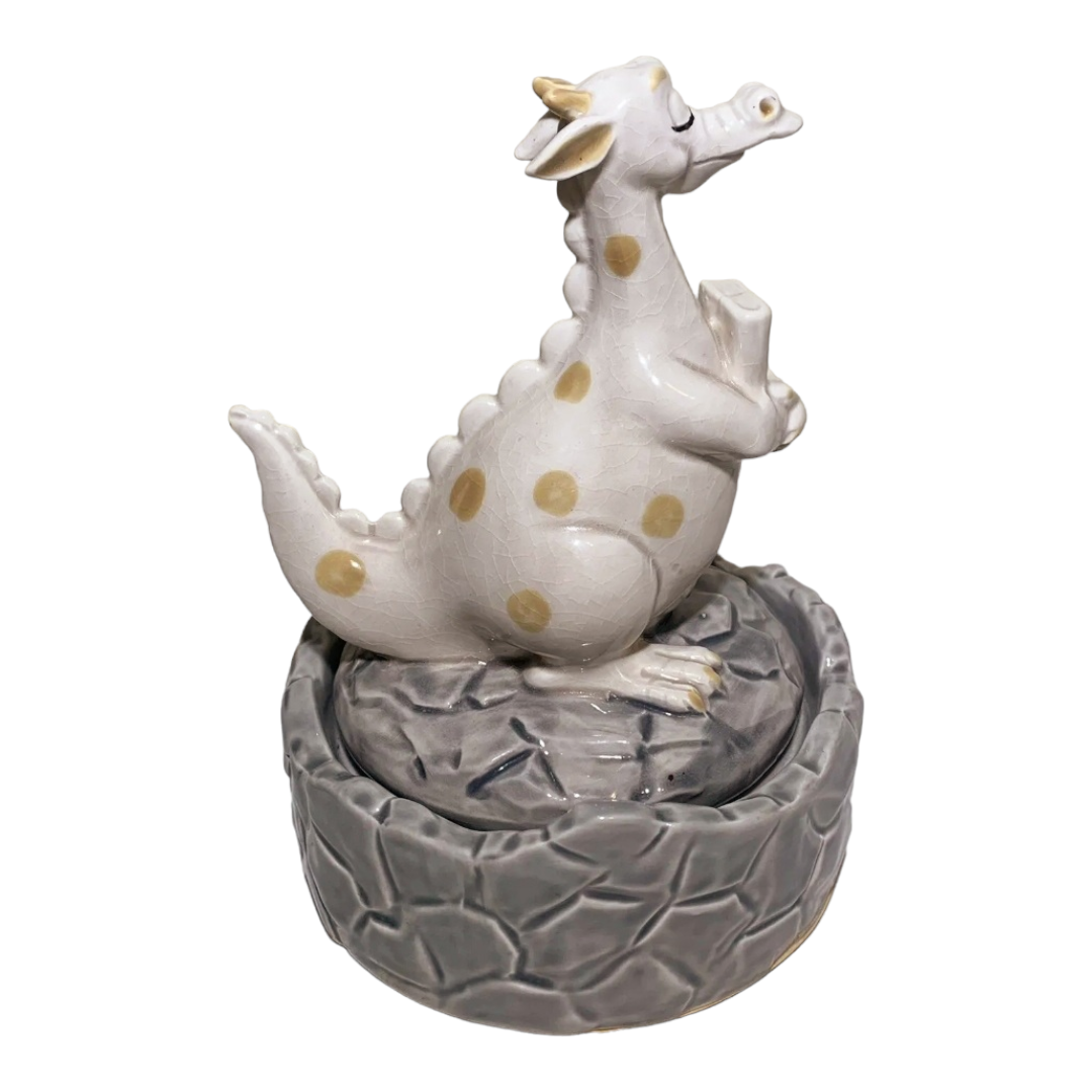 Vintage *Quon-Quon Japan "Puff The Magic Dragon" Ceramic Spinning Music Box