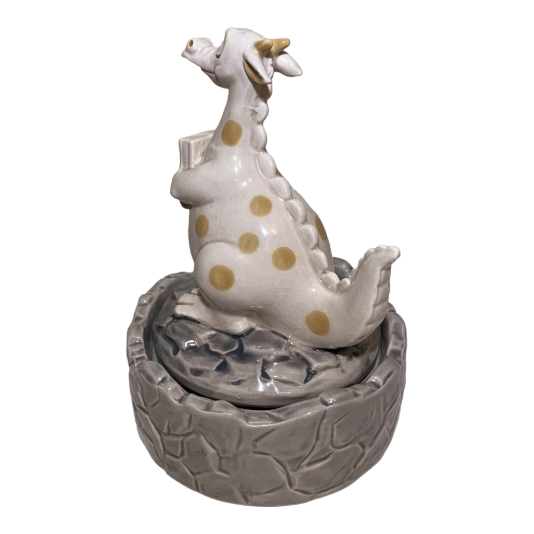 Vintage *Quon-Quon Japan "Puff The Magic Dragon" Ceramic Spinning Music Box