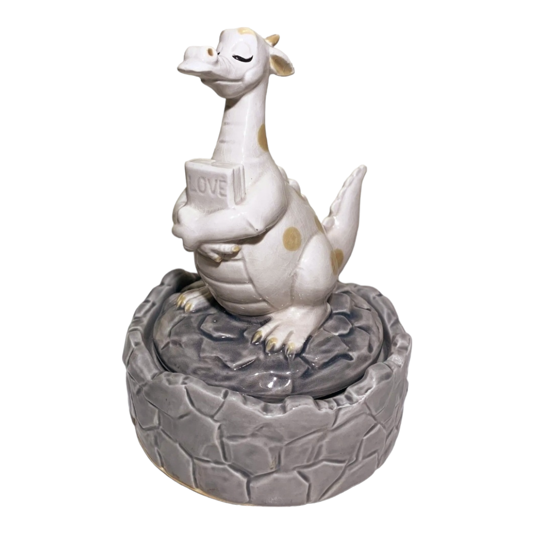 Vintage *Quon-Quon Japan "Puff The Magic Dragon" Ceramic Spinning Music Box