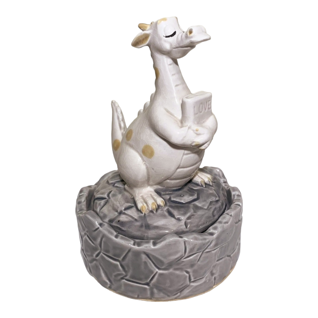 Vintage *Quon-Quon Japan "Puff The Magic Dragon" Ceramic Spinning Music Box