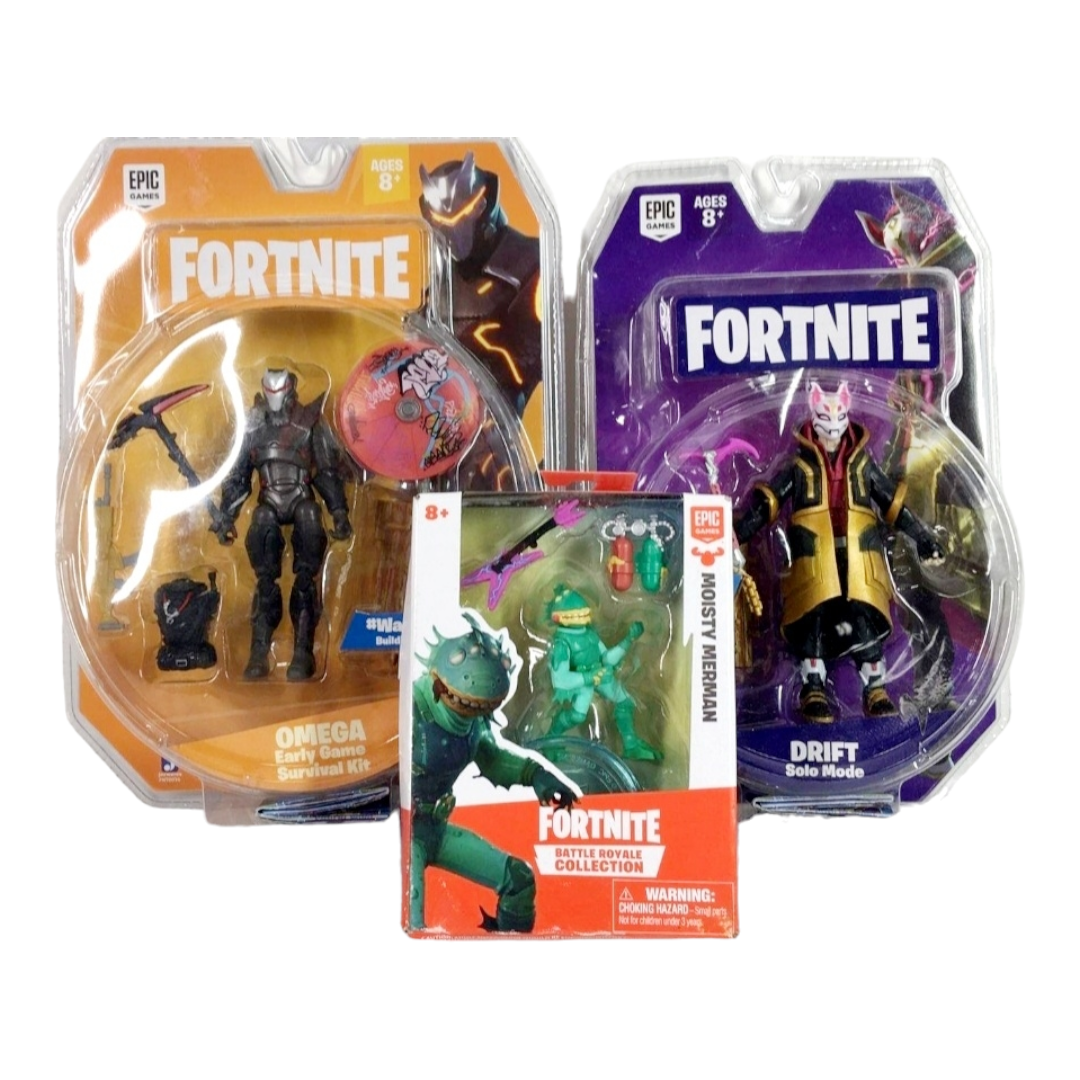 NIB *Fortnite Lot: Omega, Drift, Toxic Trooper & Moisty Merman from Battle Royals