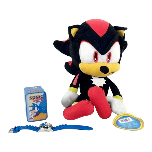 Sonic the Hedgehog Lot: Shadow 12" Plush Toy w/ Tag, Sonic Watch in Collector's Box