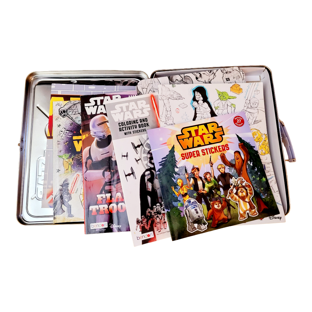 Star Wars "StoryTime Tin" Includes: Poster, Fun Workbooks, Stickers, Art