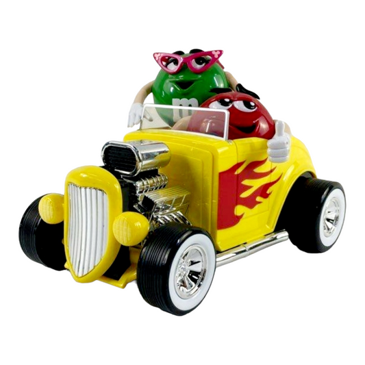 Cute *M&M's "Rebel Without A Clue" Yellow Hot Rod Candy Dispenser