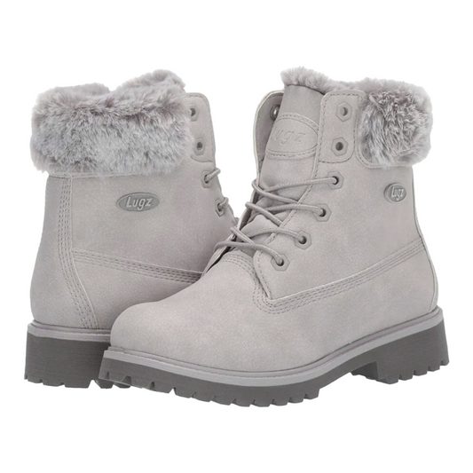 NIB *Women's Grey Lugz Empire Hi-Fur Lace-Up Boots (Size 6.5) w/ 6" Shaft Height