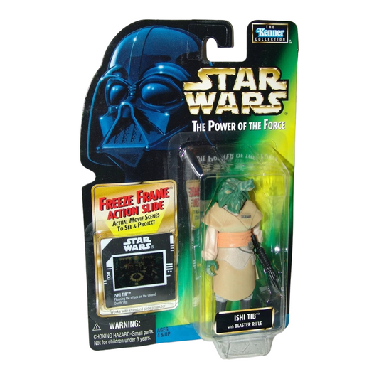 NIB *Star Wars Power of the Force "ISHI TIB" w/ Blaster Rifle + Freeze Frame Figure