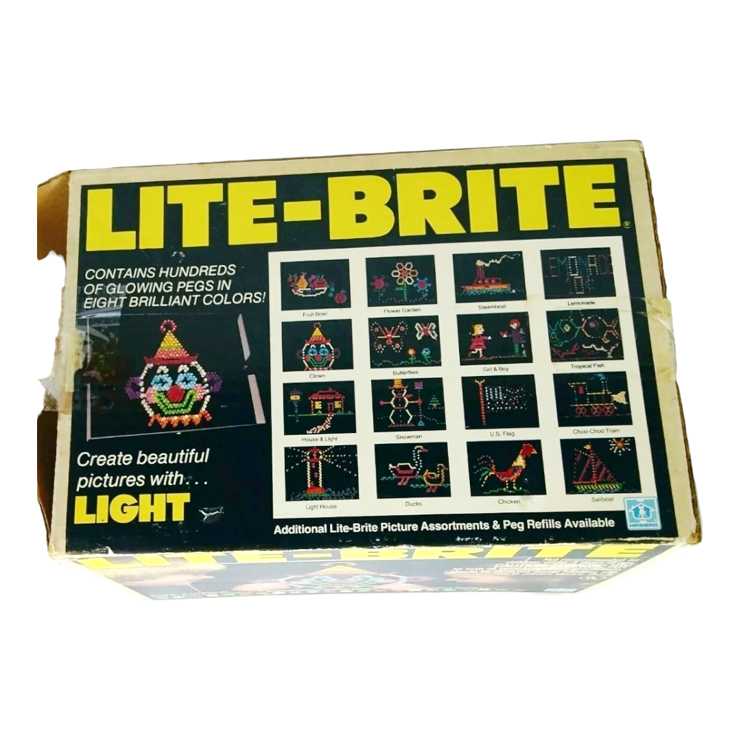 Boxed *Vintage Hasbro Lite Brite with Colored Pegs & Instructions (1981) Works!!