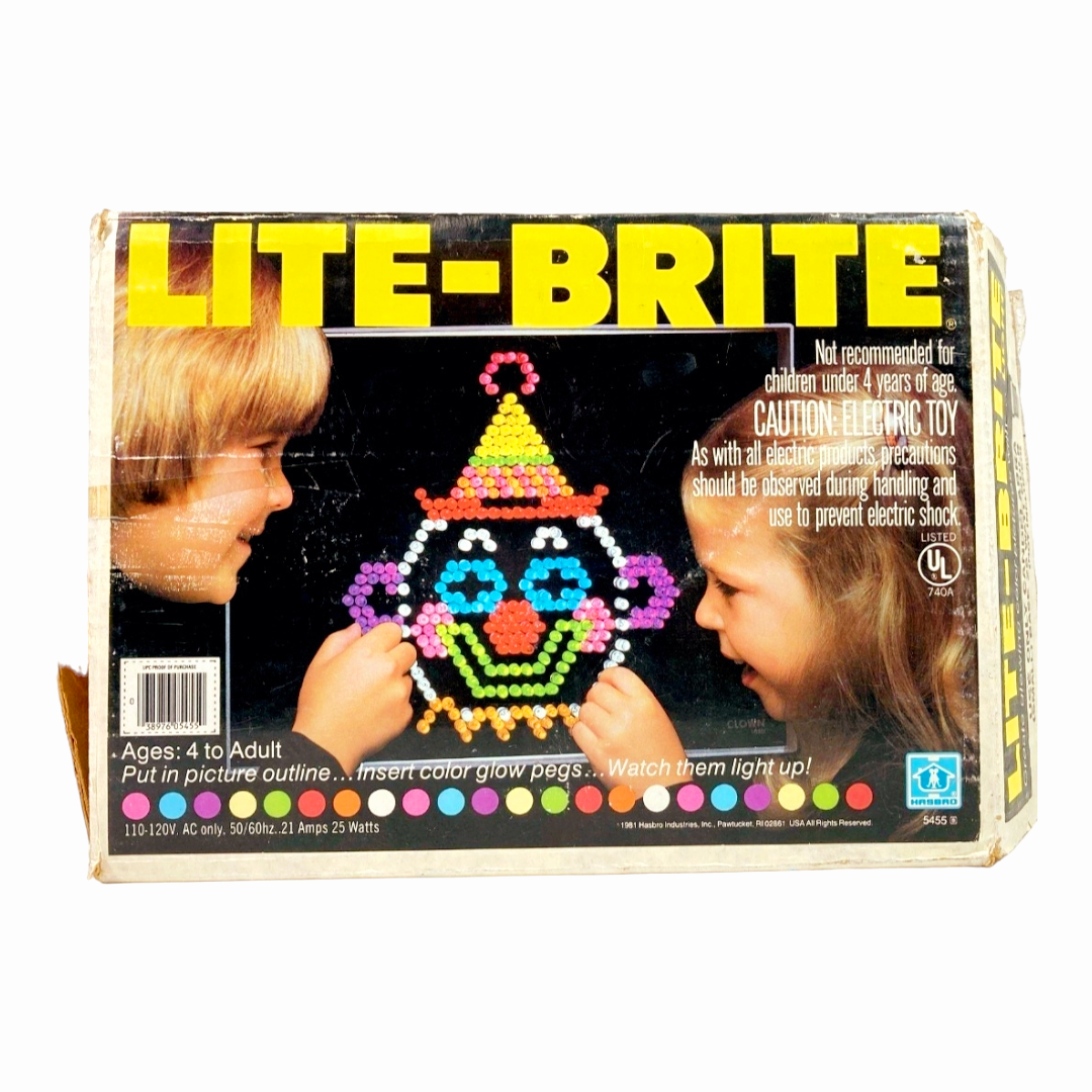 Boxed *Vintage Hasbro Lite Brite with Colored Pegs & Instructions (1981) Works!!