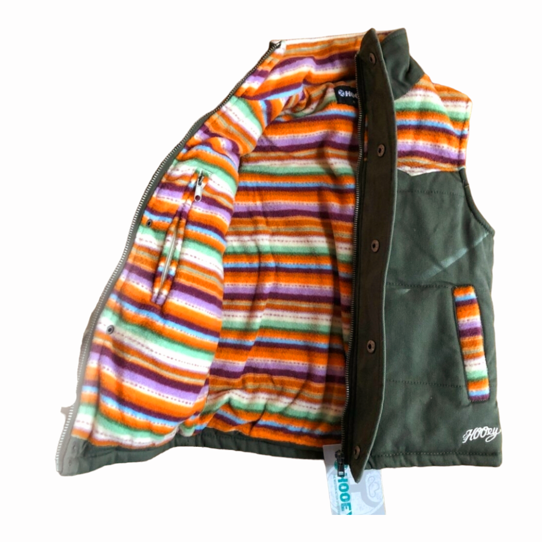 NWT *Colorful Green Serape Hooey Canvas Vest for Youth Girls (Size L)