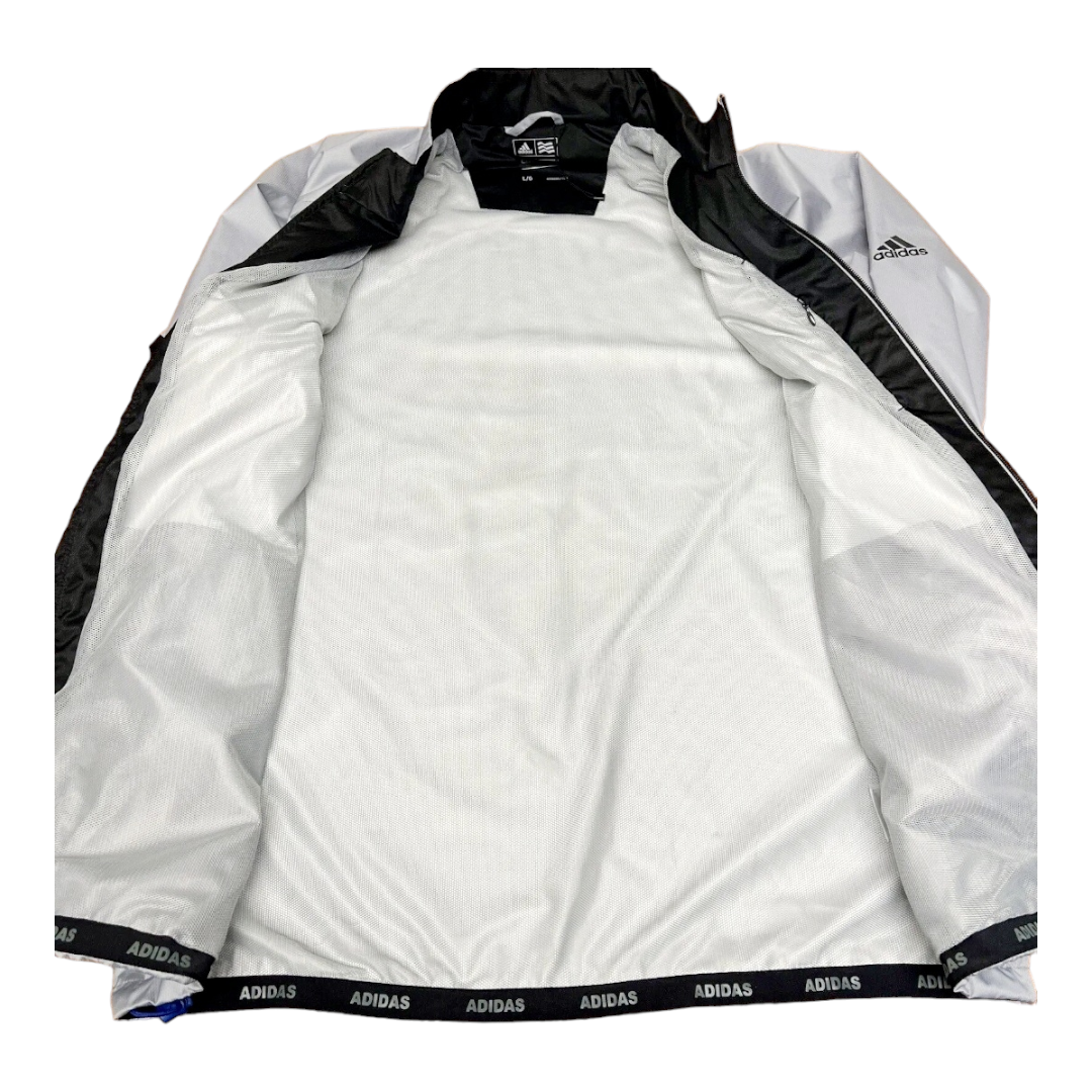 Adidas Jacket Mens 2XL Gray Full Zip Climastorm Windbreaker Lightweight