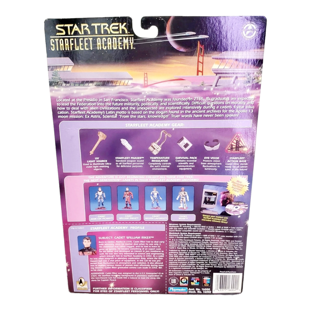 NIB *Four (4) Star Trek StarFleet Academy Figures: Picard, Riker, Worf, LaForge