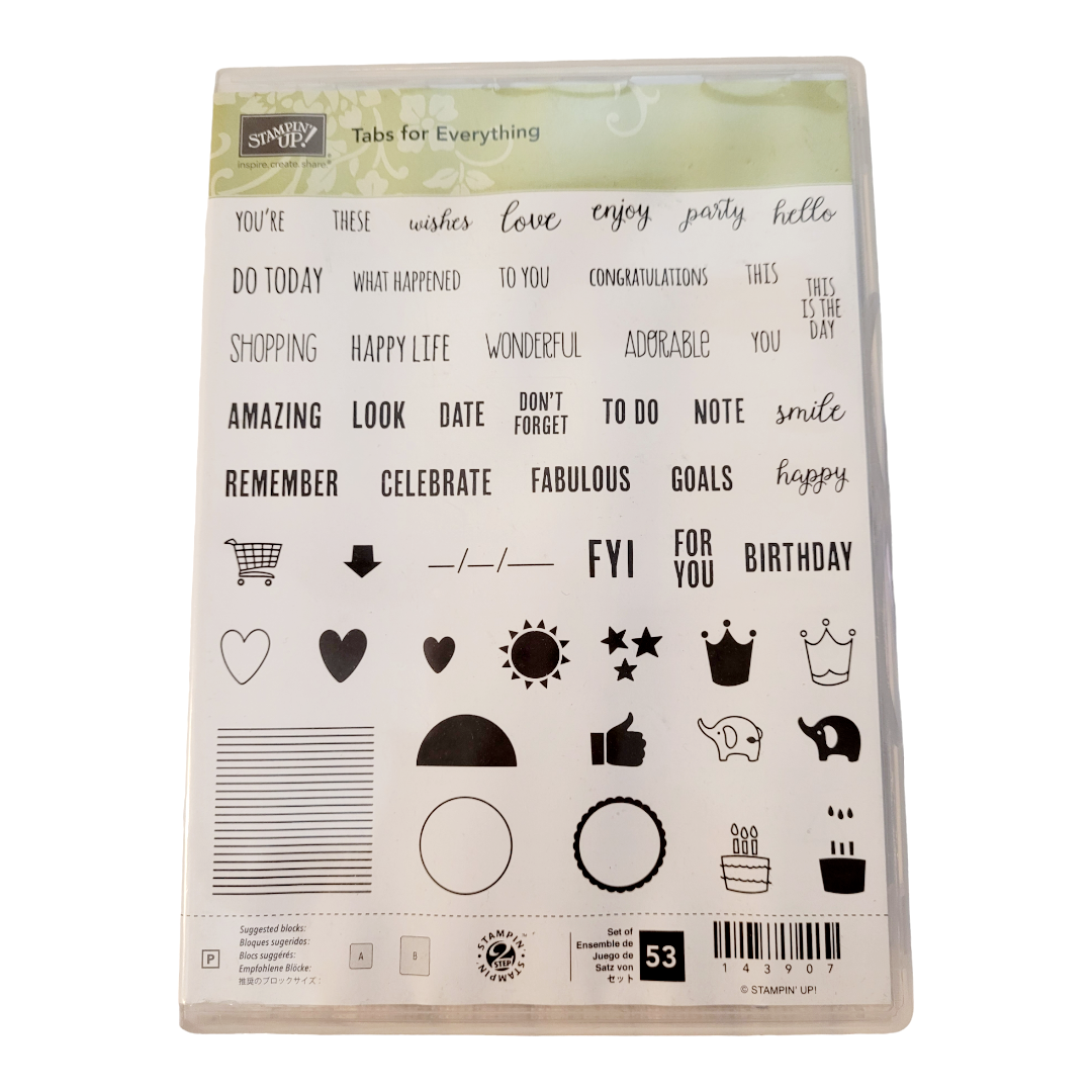 Stamping Up! (2) "Tabs For Everything" & "Just Sayin" Stamp Kits (61 Stamps)