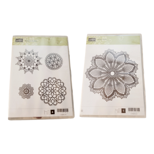 Stamping Up! (2) 'Delicate Doilies' & 'Hello, Doily' Stamp Kits (5 Stamps)