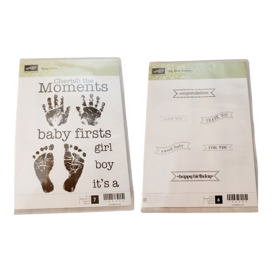 Stamping Up! (2) 'Baby Prints' & 'Itty Bitty Banners' Stamp Kits (13 Stamps)