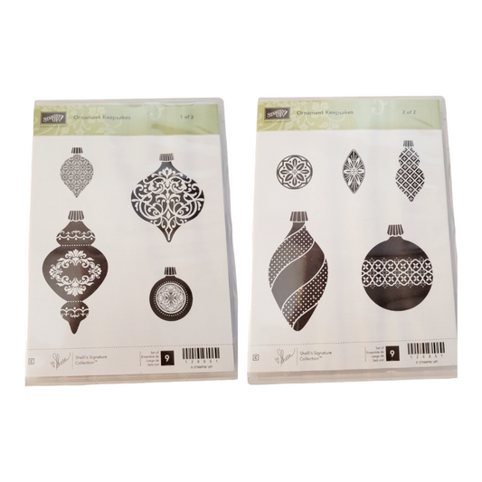 Stamping Up! (2) "Ornament Keepsakes" #1 & #2 Stamp Kits (18 Stamps)